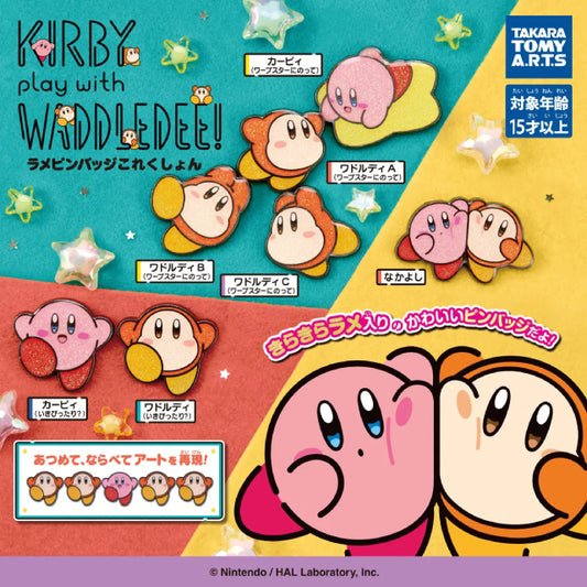 Takara Tomy Kirby Play With Waddle Dee Glitter Pin Badge Collection